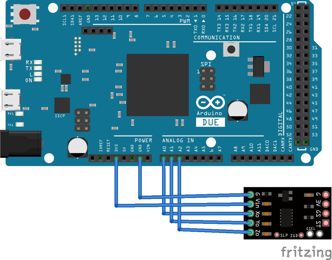 arduino due and mma7361
